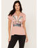 Blended Women's Desert Short Sleeve V-Neck Graphic Tee, Pink, hi-res