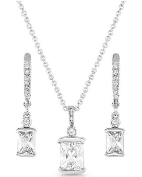 Montana Silversmiths Women's Practically Perfect Crystal Jewelry Set, Silver, hi-res