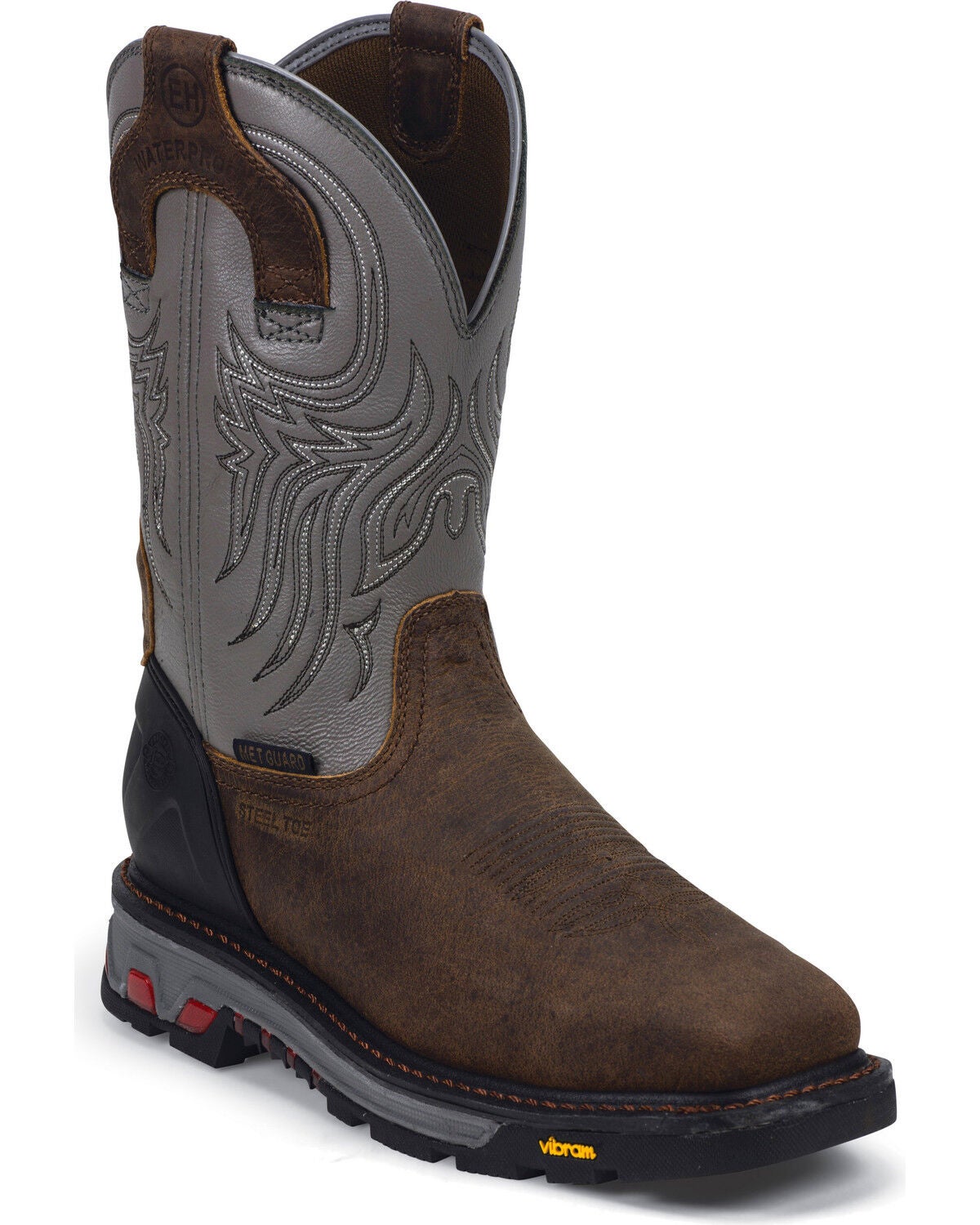 Justin Men's Tanker EH Waterproof Met Guard Work Boots - Steel Toe, Timber, hi-res