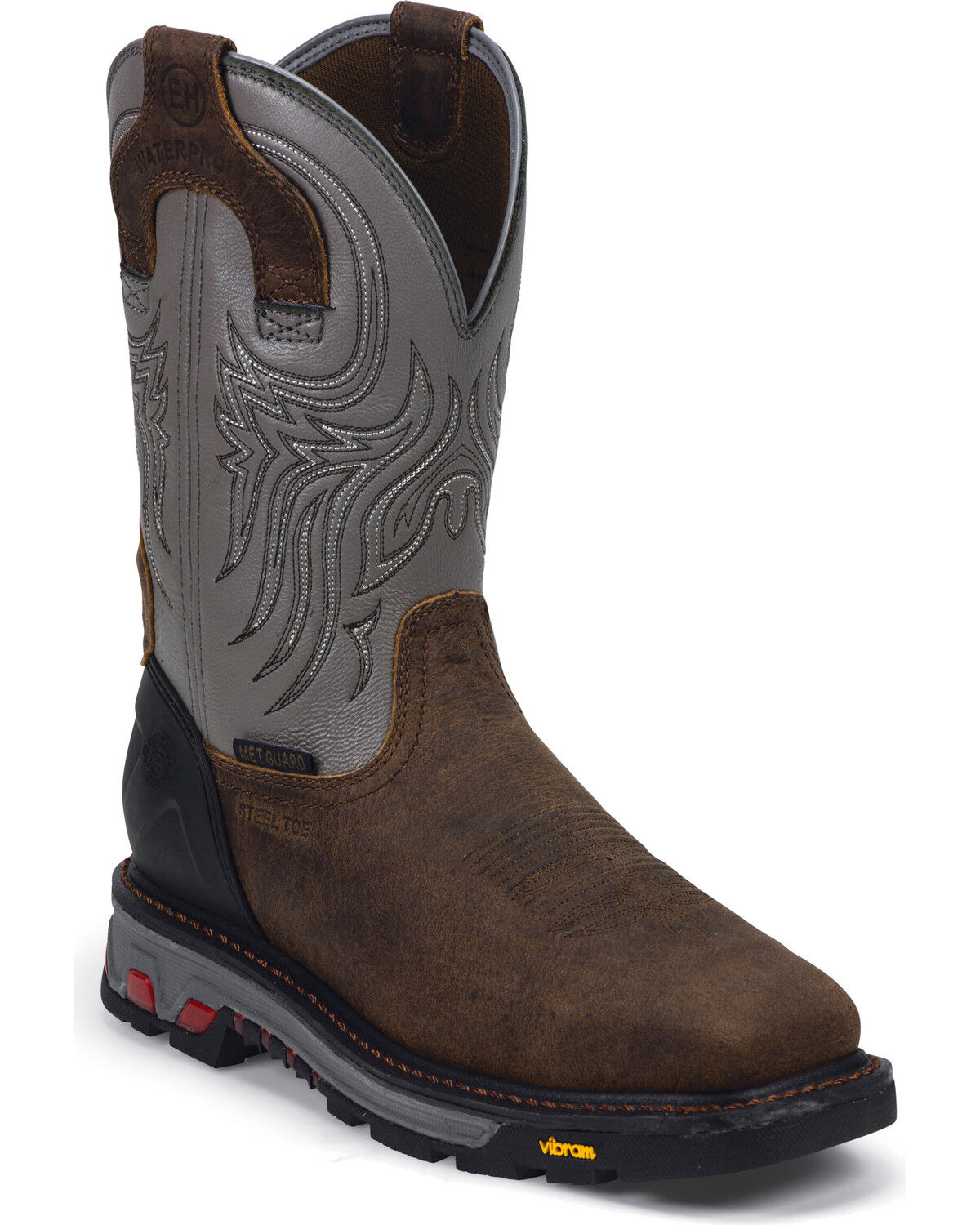 Image #1 - Justin Men's Tanker EH Waterproof Met Guard Work Boots - Steel Toe, Timber, hi-res