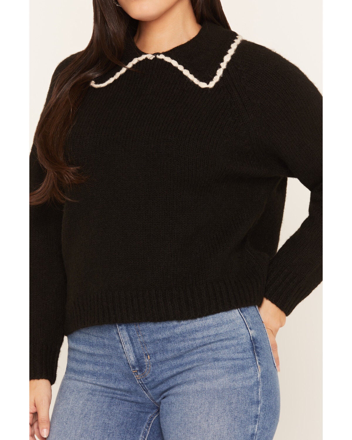 Image #3 - Elan Women's Collared Sweater, Black, hi-res