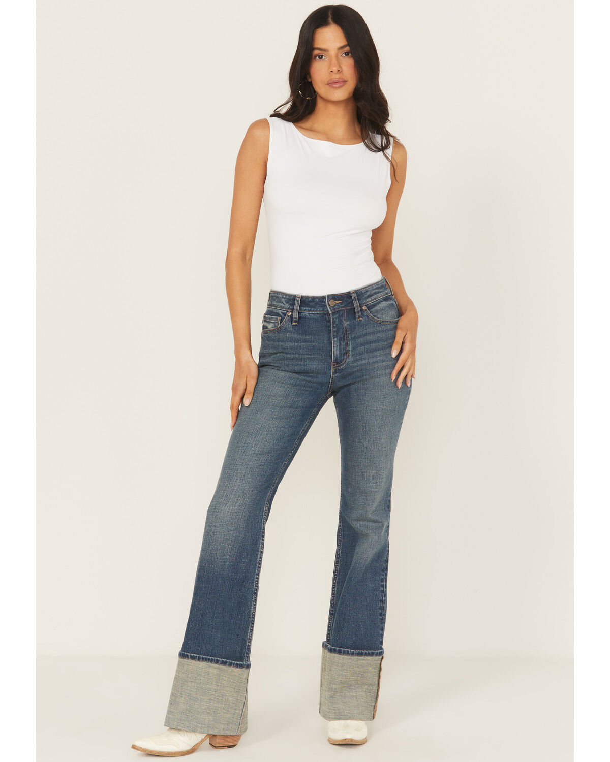 Shyanne Women´s Joni High Rise Trouser Tall Cuff Stretch DenimJeans
