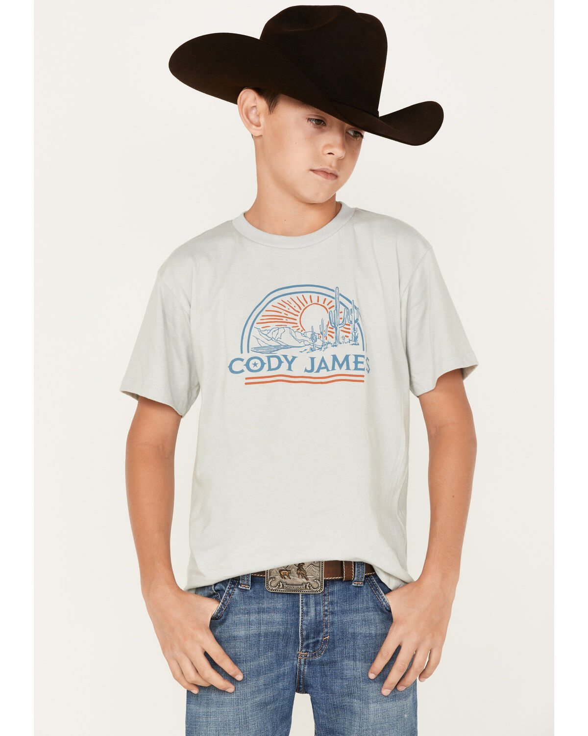 Image #1 - Cody James Boys' Scenic Lines Logo Graphic T-Shirt, Silver, hi-res
