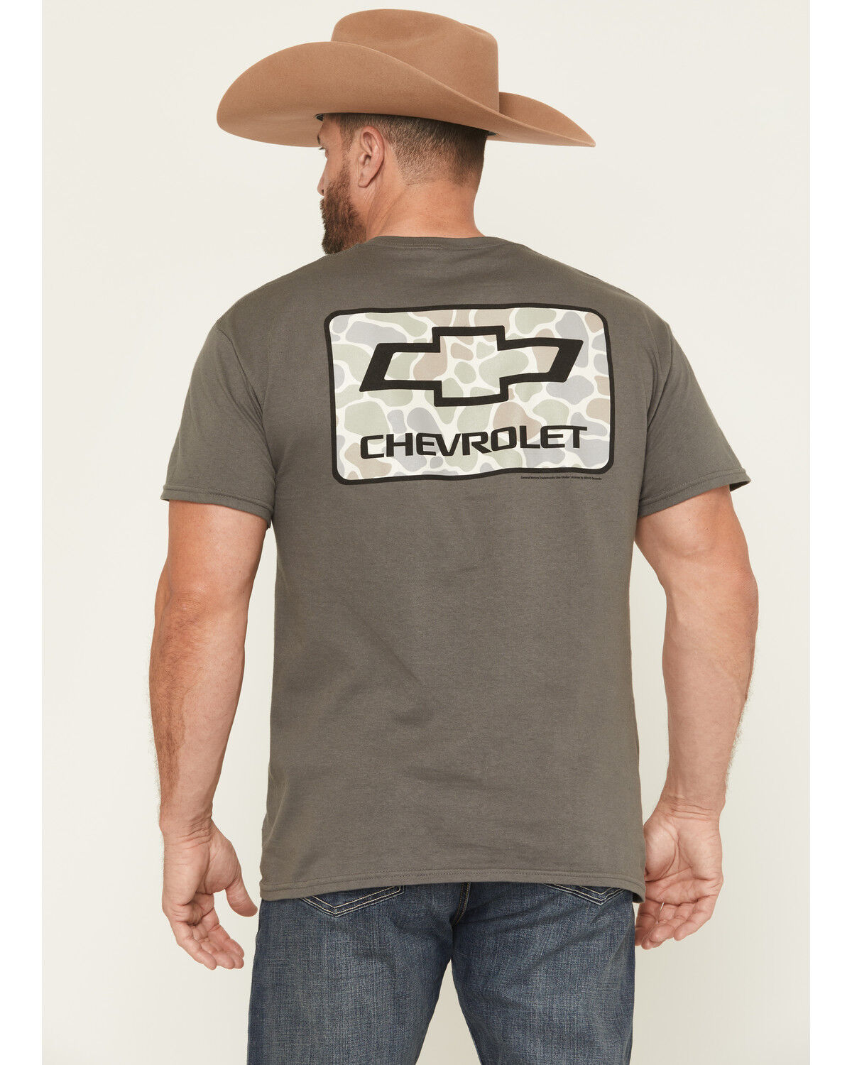 Image #1 - Buckwear Men's Chevy Camo Logo Print Short Sleeve Graphic T-Shirt, Charcoal, hi-res