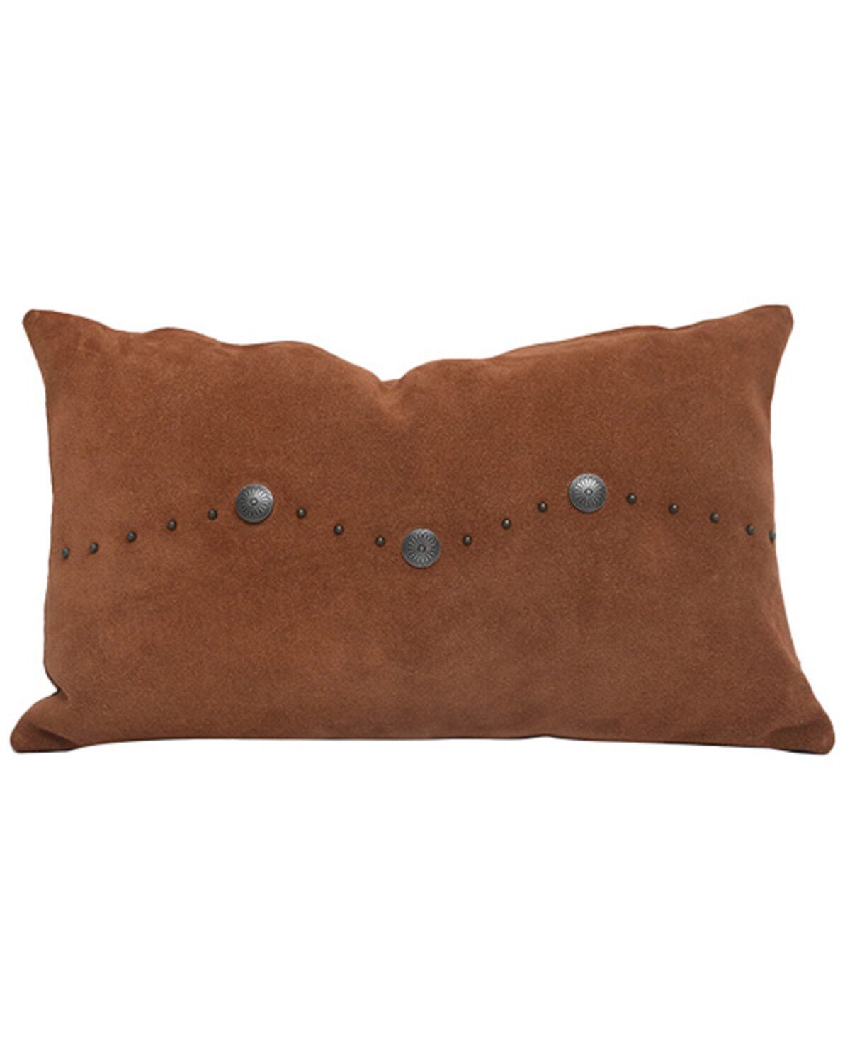 HiEnd Accents Western Suede Antique Silver Concho & Studded Lumbar Pillow, Copper, hi-res