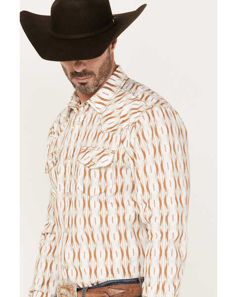 Image #2 - Gibson Men's Old Creek Geo Print Long Sleeve Pearl Snap Western Shirt, White, hi-res