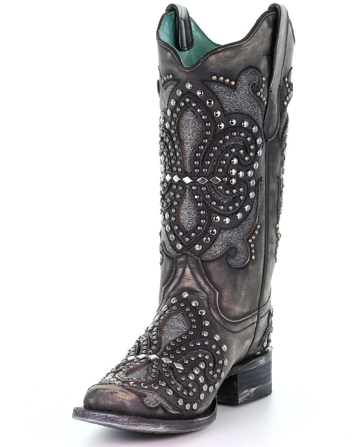 womens black square toe western boots