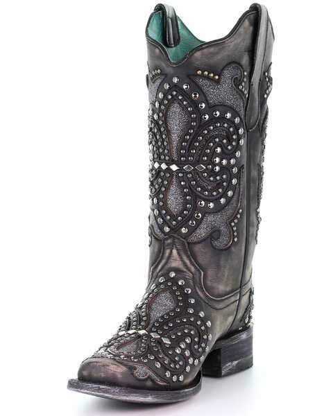 Image #6 - Corral Women's Inlay Western Boots - Square Toe, Black, hi-res