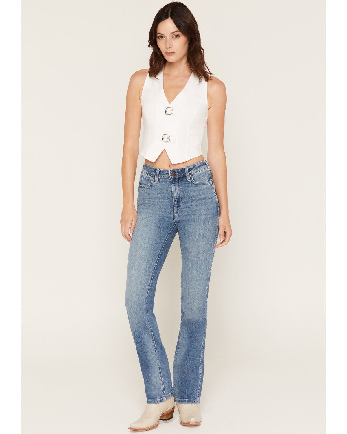 Image #1 - Wrangler Retro Women's Liberty Medium Wash High Rise Bailey Bootcut Stretch Denim Jeans, Medium Wash, hi-res