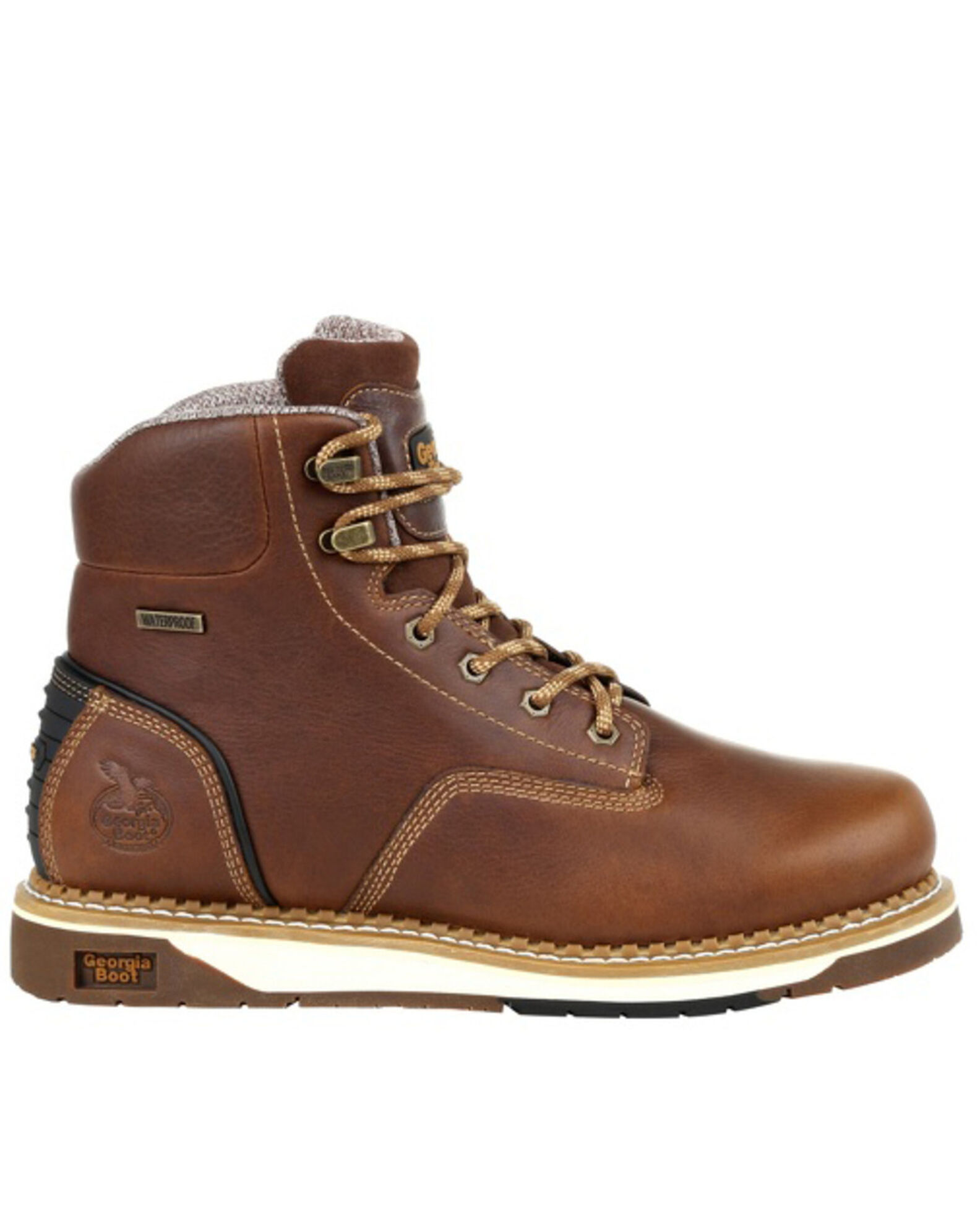 Image #2 - Georgia Boot Men's AMP LT Waterproof Work Boots - Steel Toe, Brown, hi-res