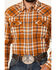 Image #3 - Cody James Men's Tidal Wave Plaid Print Long Sleeve Snap Western Flannel, Caramel, hi-res