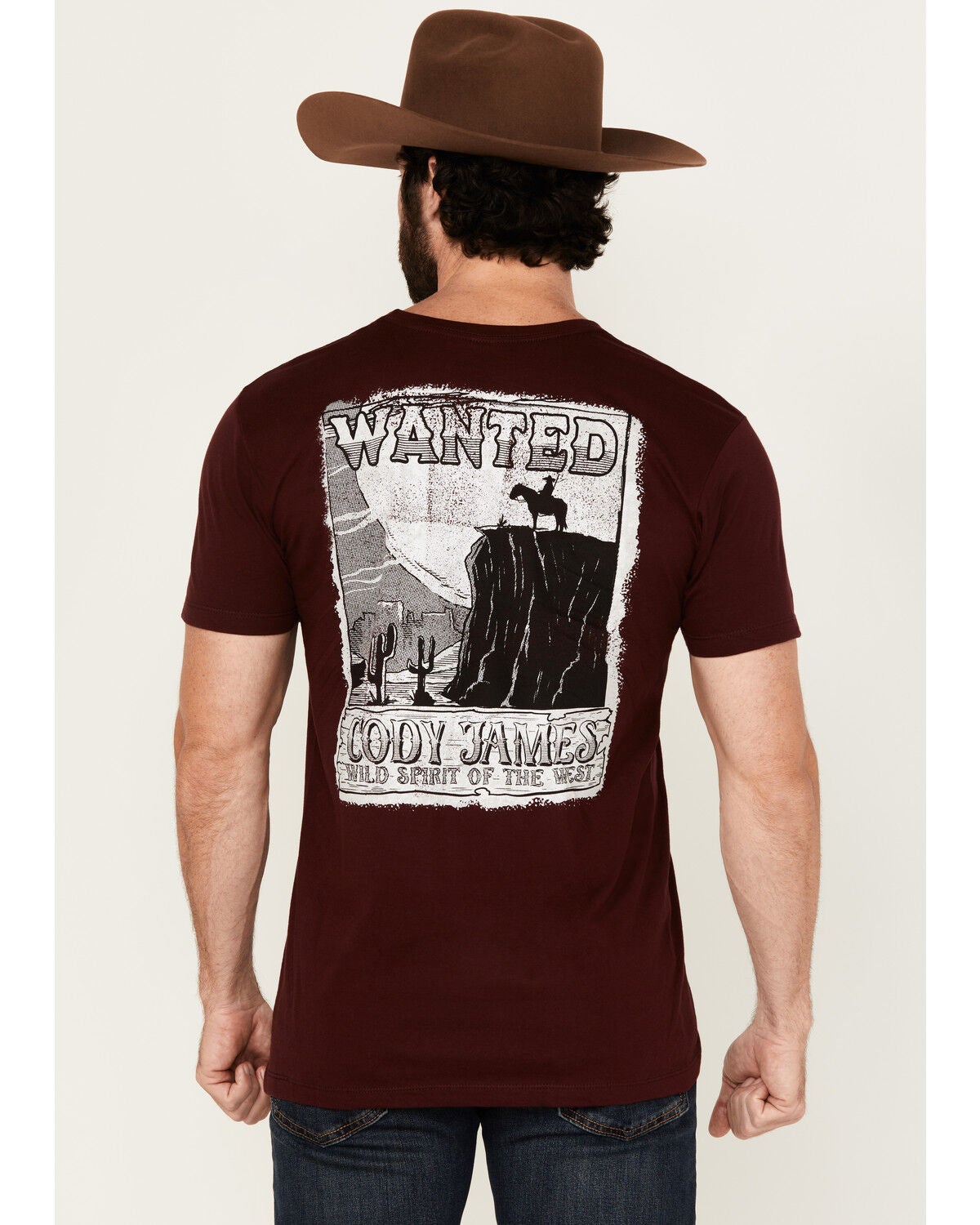 Cody James Men's Wanted Paper Short Sleeve Graphic T-Shirt, Burgundy, hi-res