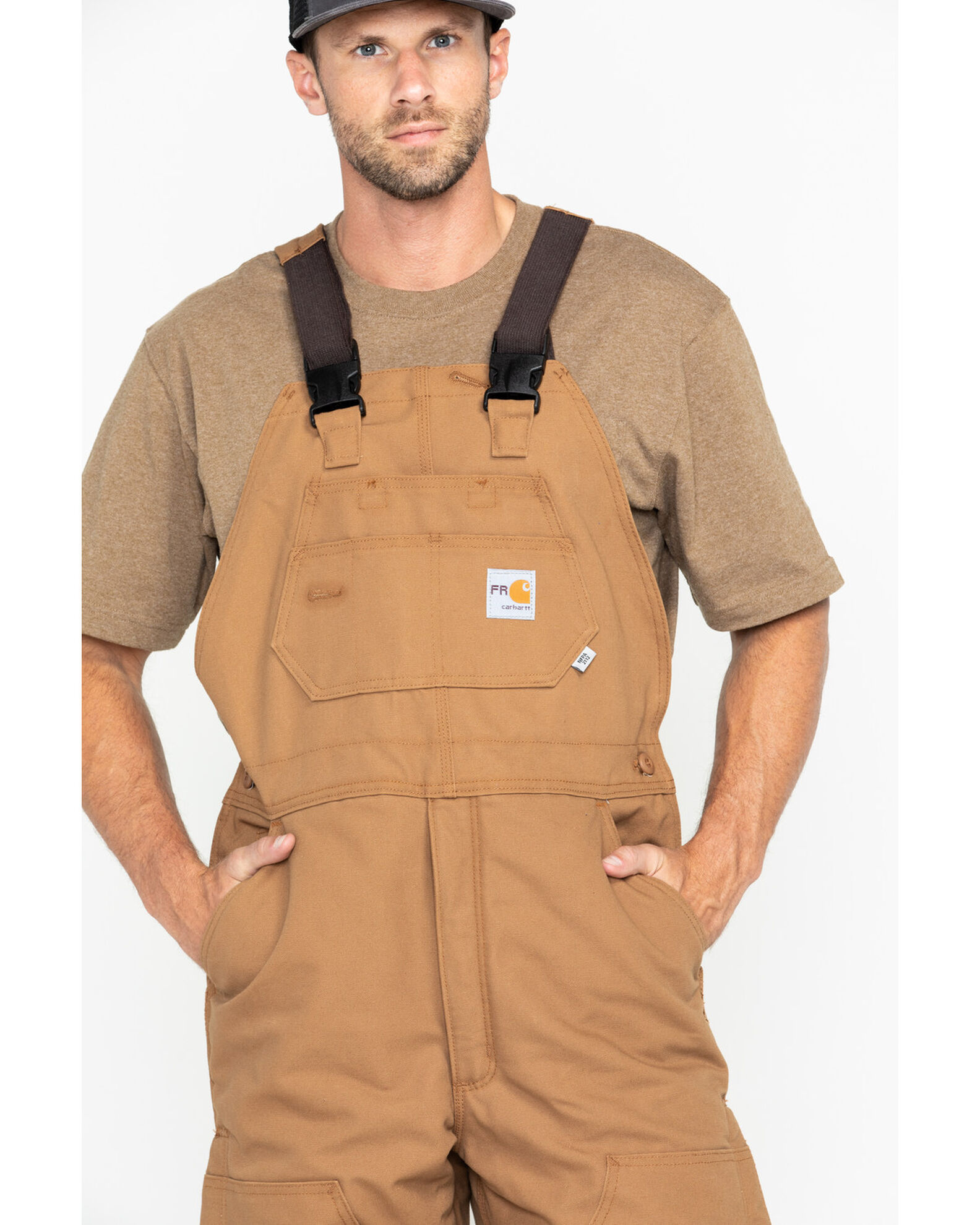 Carhartt Men's Loose Fit Firm Duck Insulated Bib Overall in Carhartt Brown