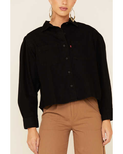 Levi's Women's Kinsley Denim Utility Shirt, Black, hi-res