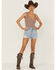 Daze Women's Troublemaker Just Kissed Distressed Shorts, Blue, hi-res