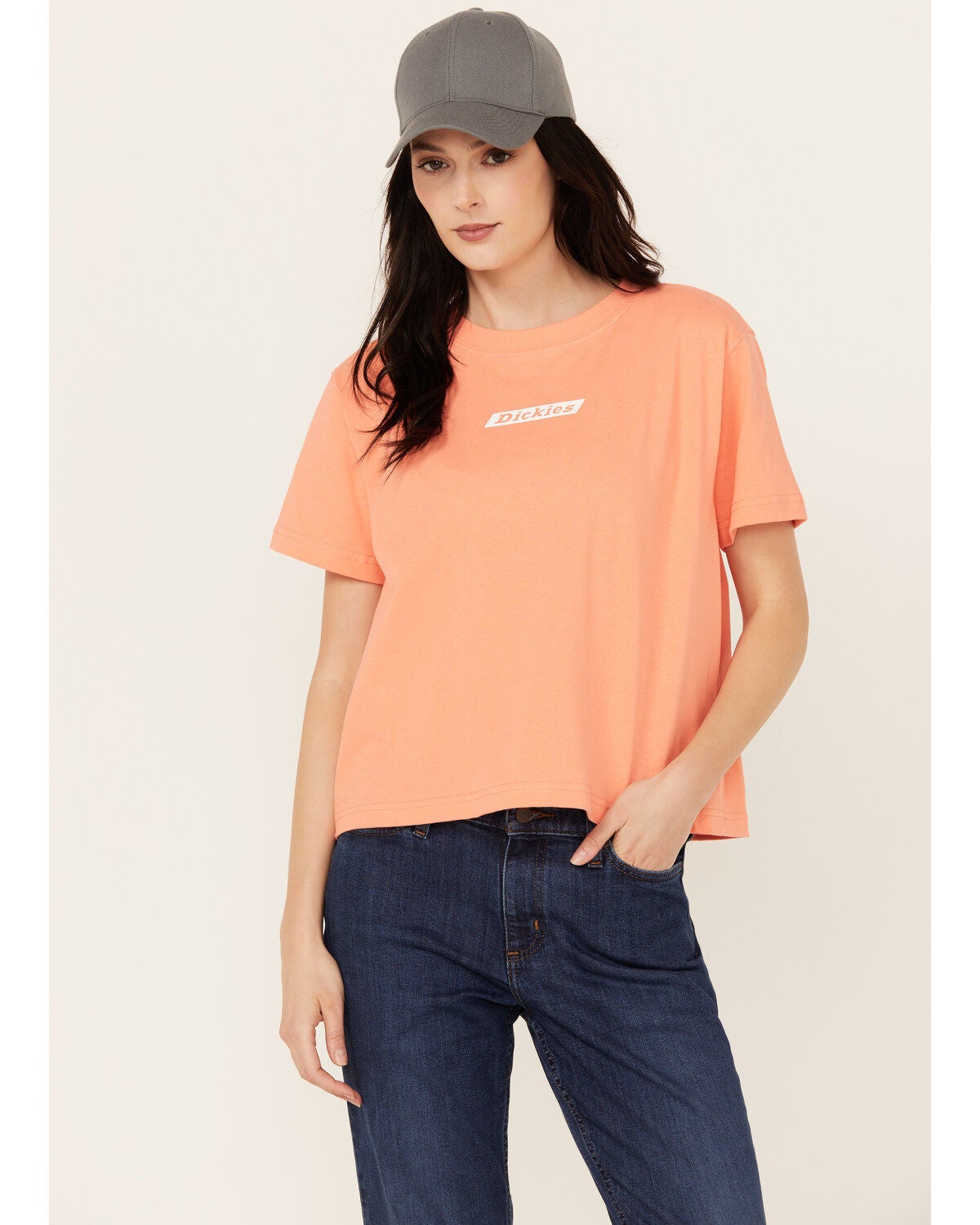 Dickies Women's Logo Short Sleeve Graphic Tee, Coral, hi-res