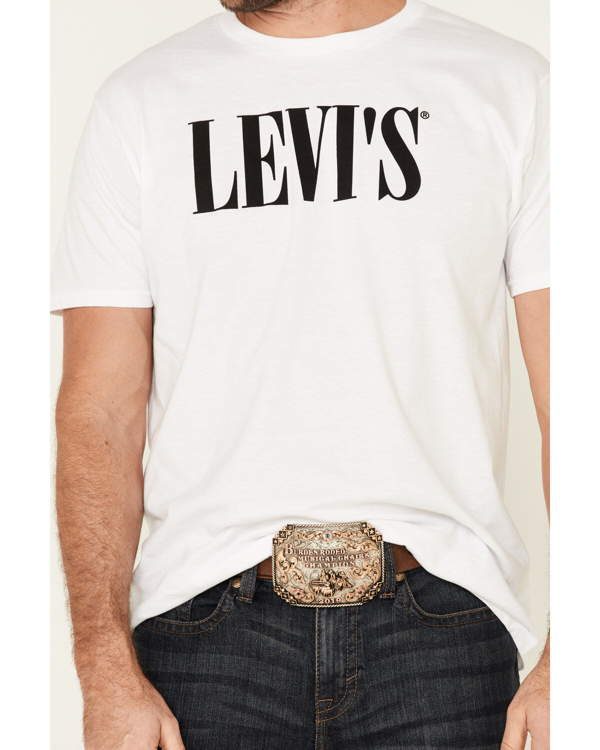 Image #3 - Levi's Men's White Serif Logo Graphic T-Shirt, White, hi-res