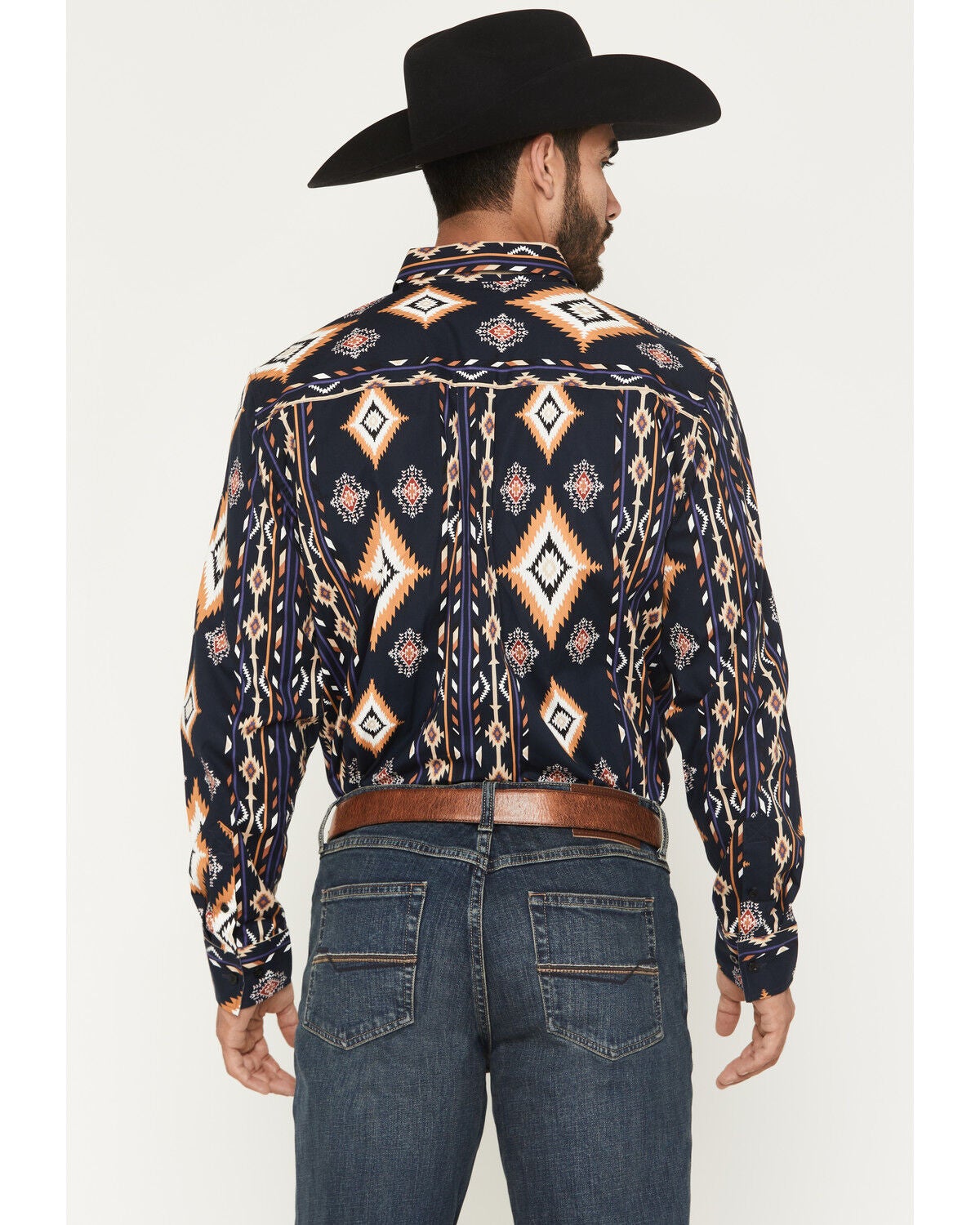 Image #4 - RANK 45&reg; Men's Ocean Tide Trail Southwestern Striped Long Sleeve Button-Down Stretch Western Shirt, Navy, hi-res