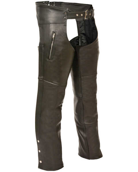 Milwaukee Leather Men's Black Zippered Thigh Pocket Chaps - 5X, Black, hi-res