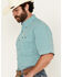Image #2 - George Strait by Wrangler Men's Checkered Print Short Sleeve Button-Down Stretch Western Shirt, Turquoise, hi-res
