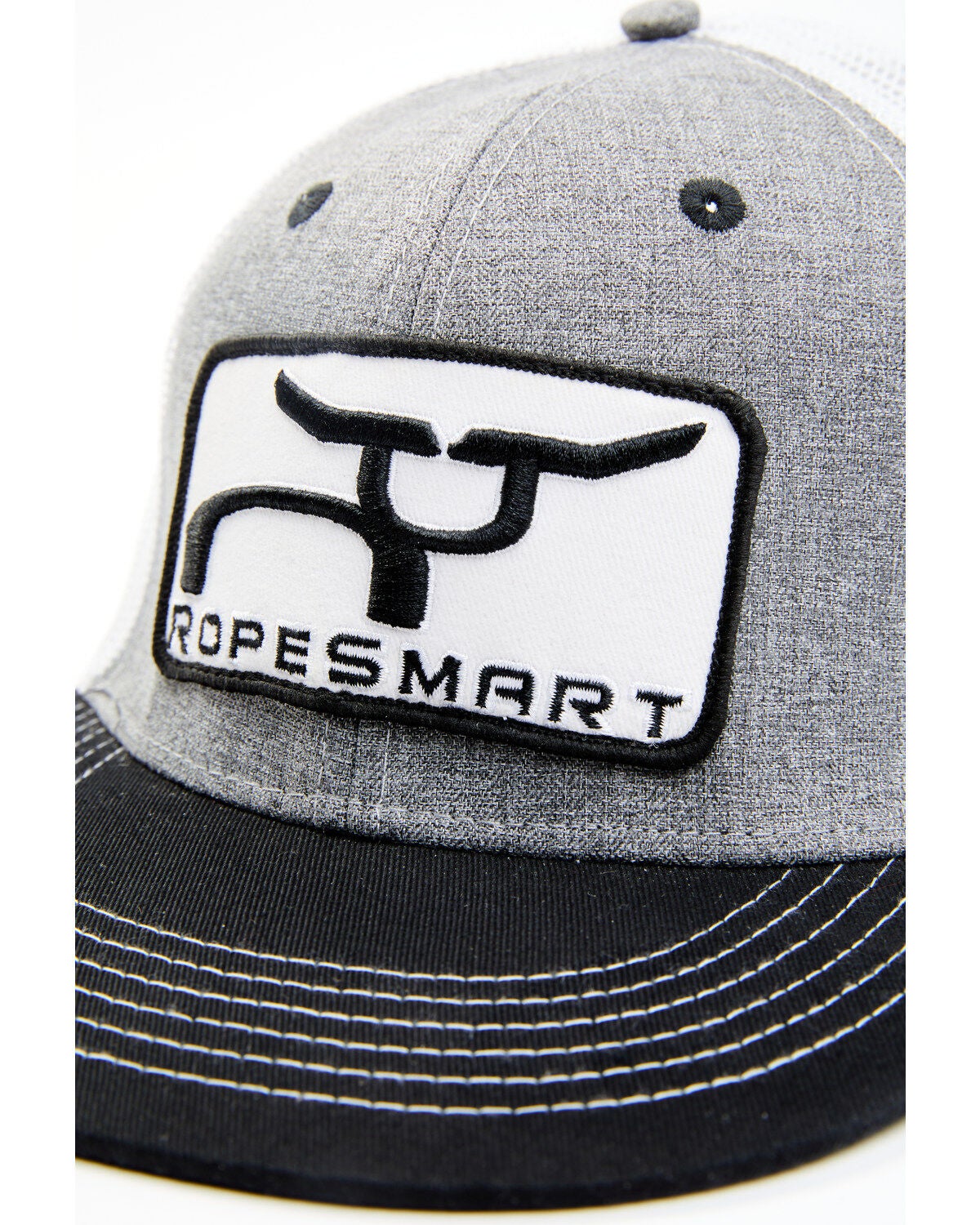 Image #2 - RopeSmart Men's Steerhead Patch Mesh-Back Trucker Cap, Grey, hi-res