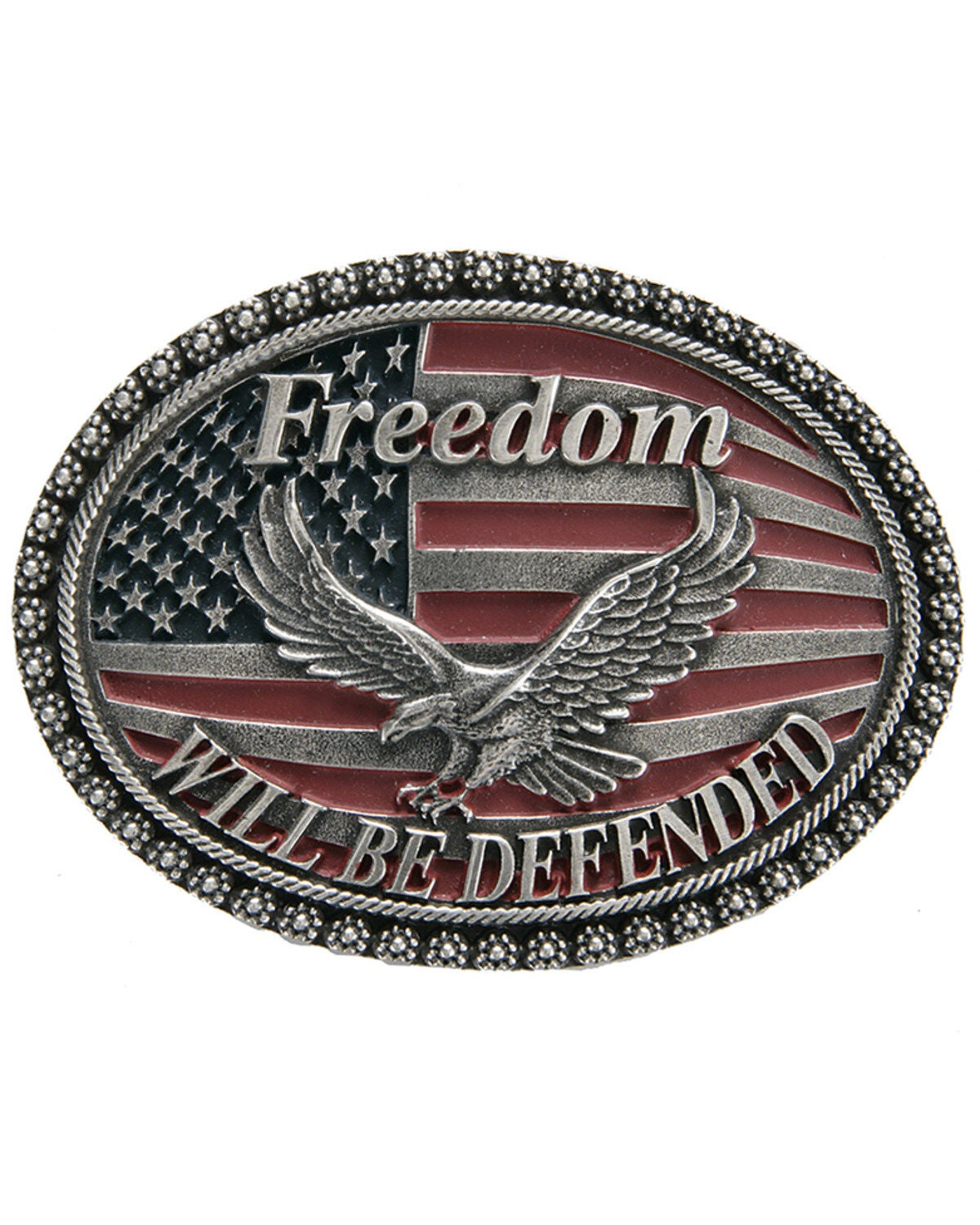 Cody James Men's Freedom Will Be Defended Belt Buckle, Silver, hi-res