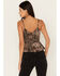 Shyanne Women's Southwestern Print Lace Cami Top, Taupe, hi-res