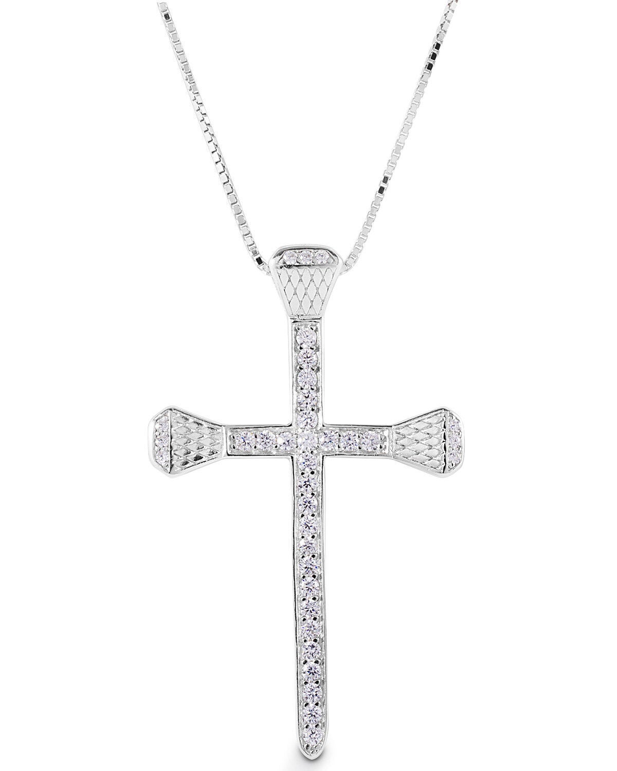 Kelly Herd Women's Pave Horseshoe Nail Cross Necklace, Silver, hi-res