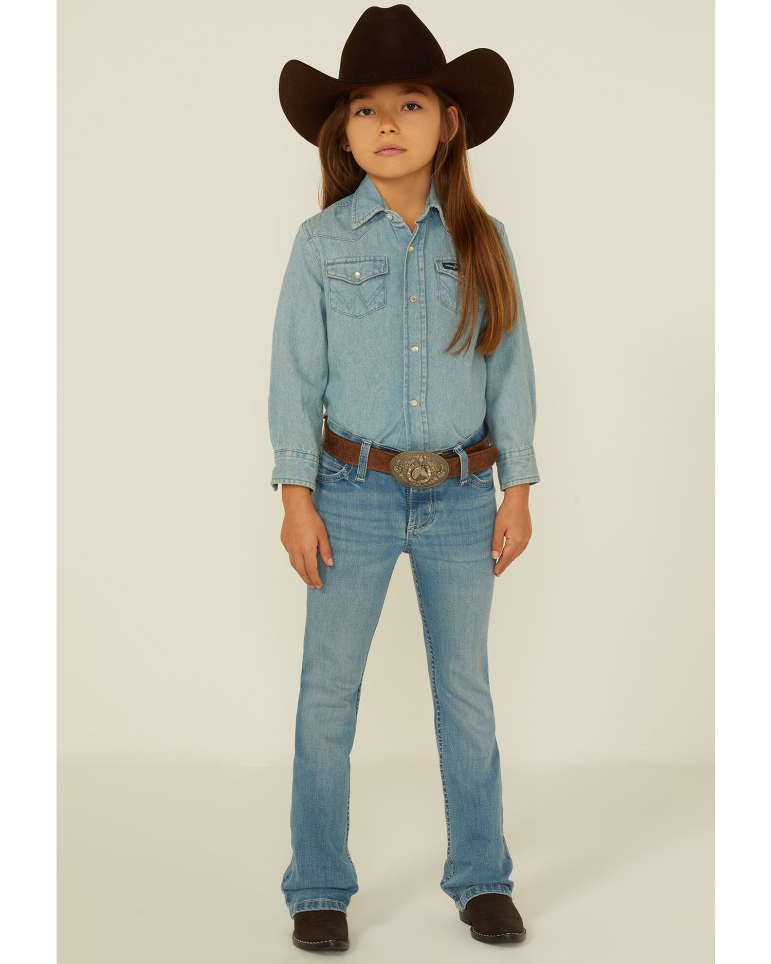 Wrangler Girls' Light Wash Mid Rise Embroidered Modern Bootcut Jeans | Boot  Barn