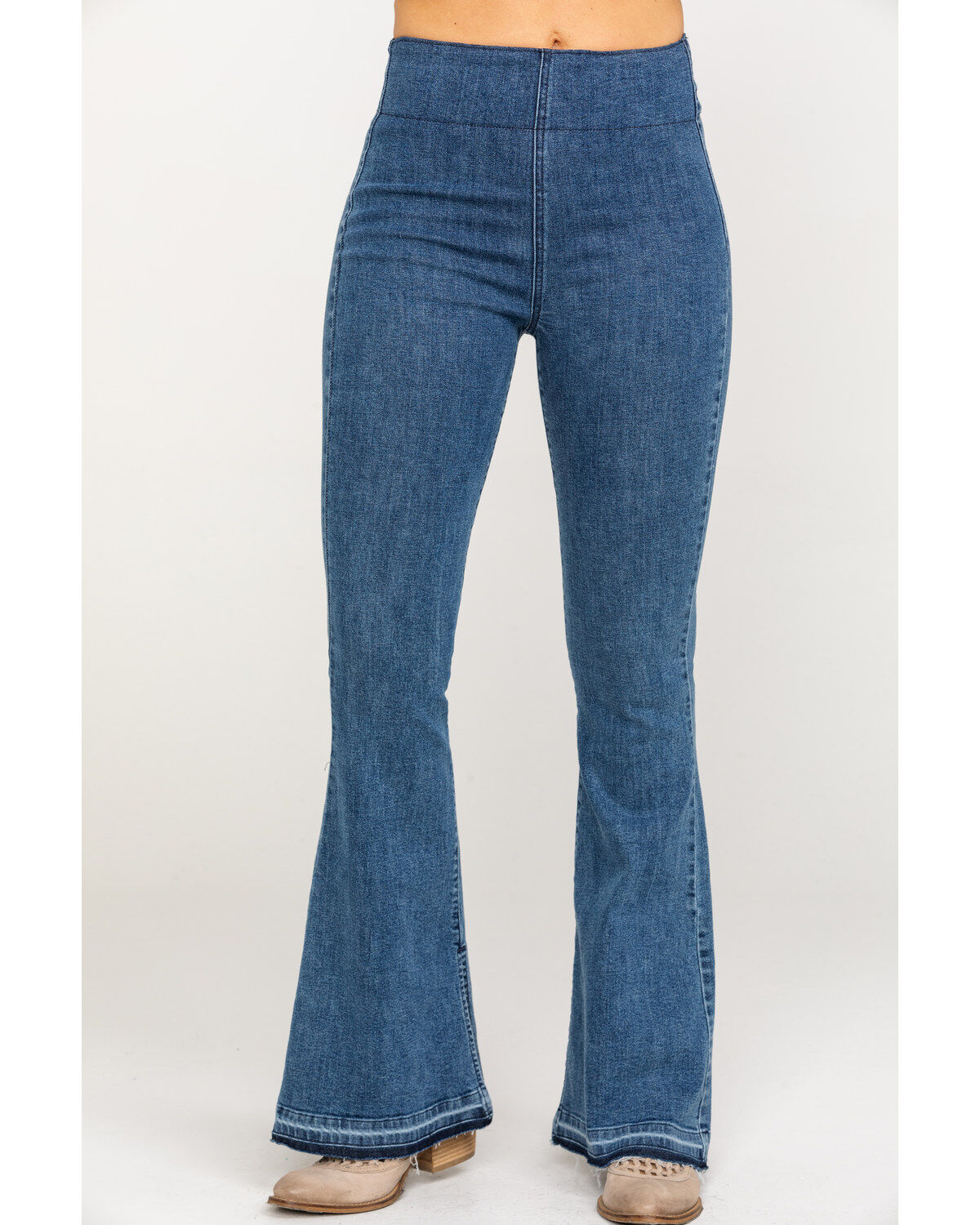 plus size pull on flare jeans