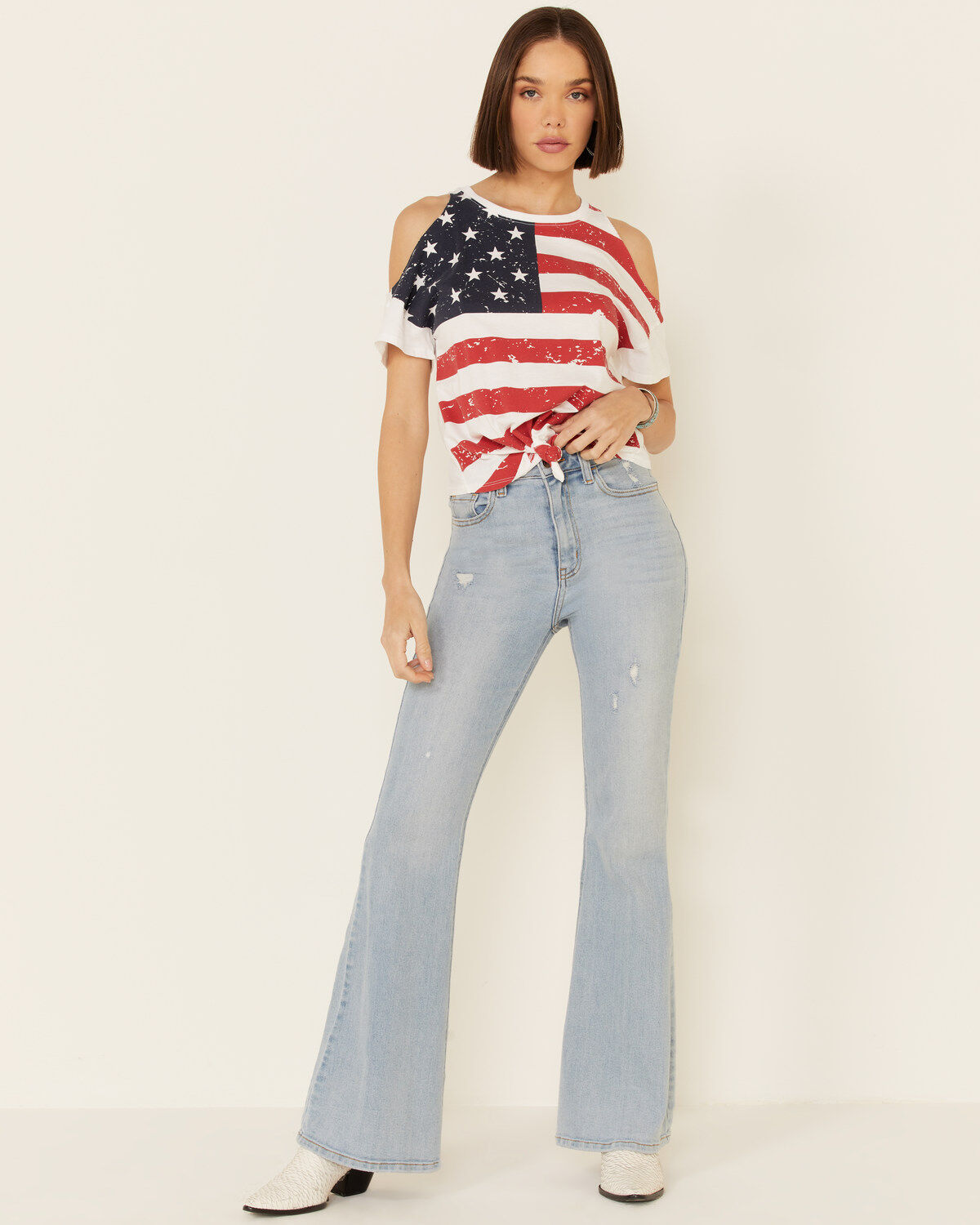 Image #2 - Shyanne Women's Flag Cold Shoulder Tie-Up Top  , , hi-res