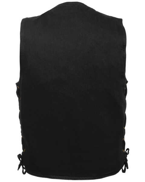 Image #2 - Milwaukee Leather Men's Performance Side Lace Basic Denim Vest, Black, hi-res