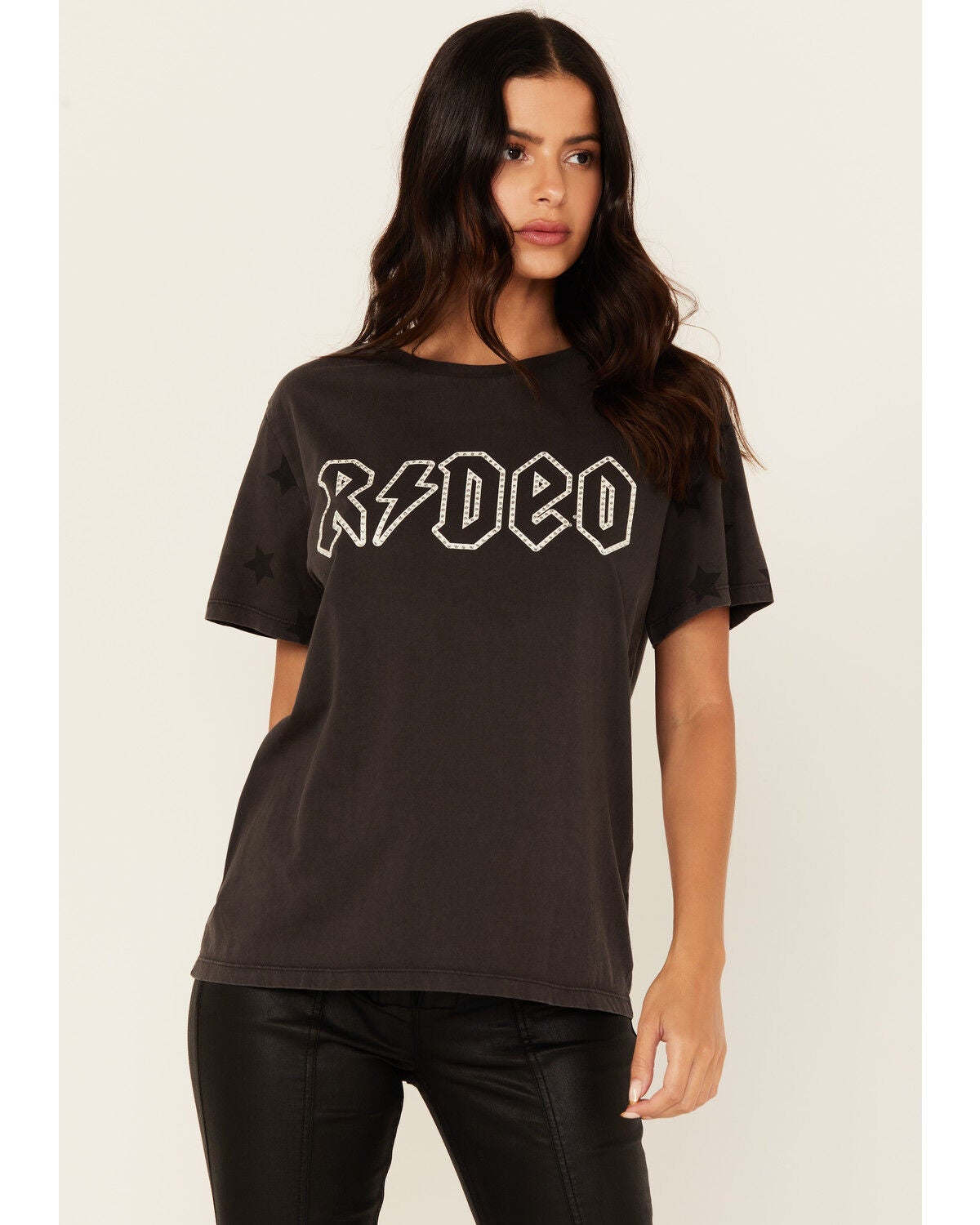 Rock & Roll Denim Women's Rodeo Short Sleeve Graphic Tee, Black, hi-res