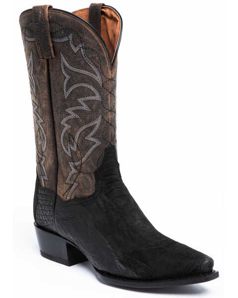 Image #1 - Dan Post Men's Black Ostrich Leg Western Boots - Snip Toe, , hi-res