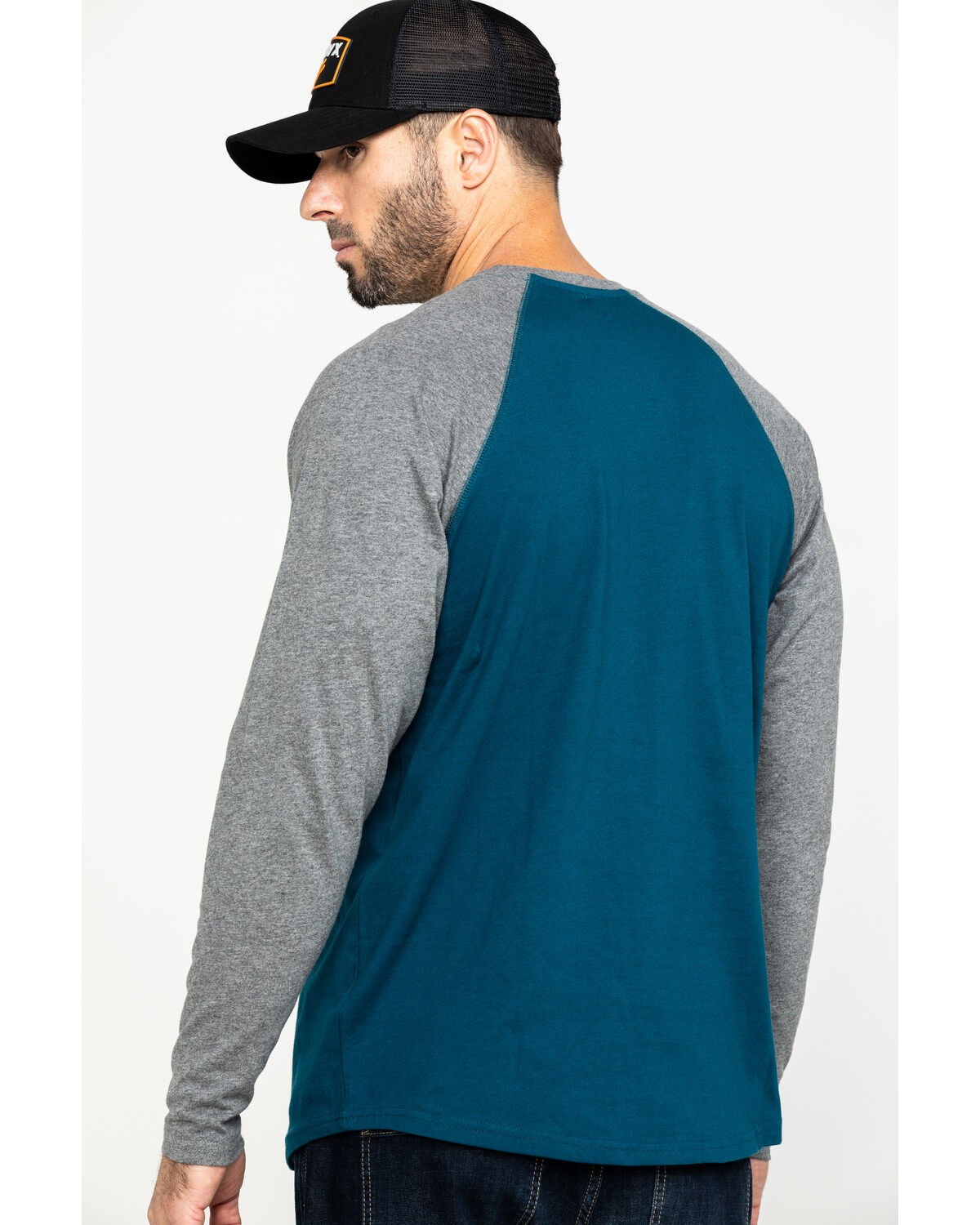 Image #2 - Hawx Men's Charcoal Baseball Raglan Crew Long Sleeve Work Shirt - Tall, , hi-res