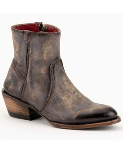 Ferrini Women's Stacey Distressed Western Fashion Booties - Round Toe, Distressed Brown, hi-res