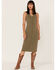 Image #1 - Cleo + Wolf Women's Ribbed Tank Midi Dress, Moss Green, hi-res