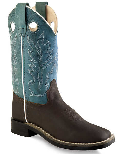 Image #1 - Old West Boys' Ultra-Flex Leather Western Boots - Broad Square Toe, , hi-res