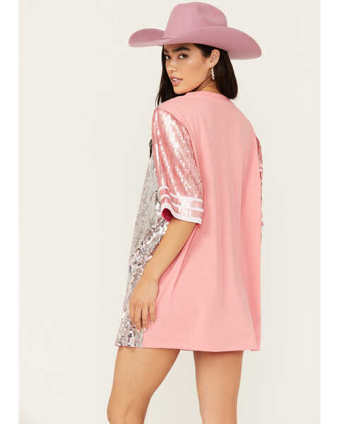 Image #4 - Why Dress Women's Game On Jersey Sequins Oversized Tee, Pink, hi-res