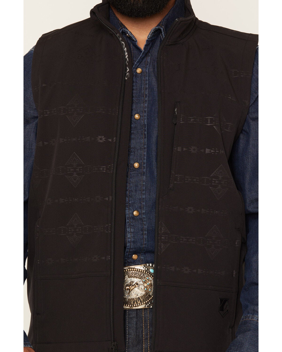 Image #3 - RANK 45&reg; Men's Lariat Southwestern Print Softshell Vest - Big, Black, hi-res