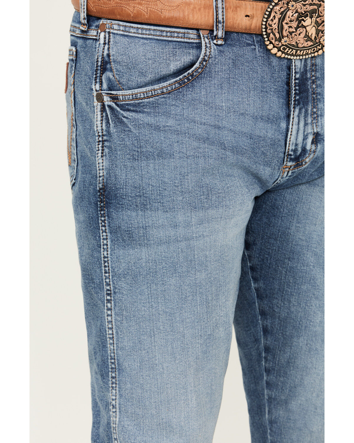 Product Name:  Wrangler Retro Men's Beauford Light Wash Slim Bootcut Stretch Denim Jeans