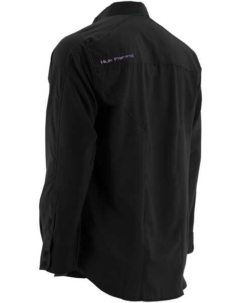 Huk Next Level Long Sleeve Woven Shirt - Black - Small