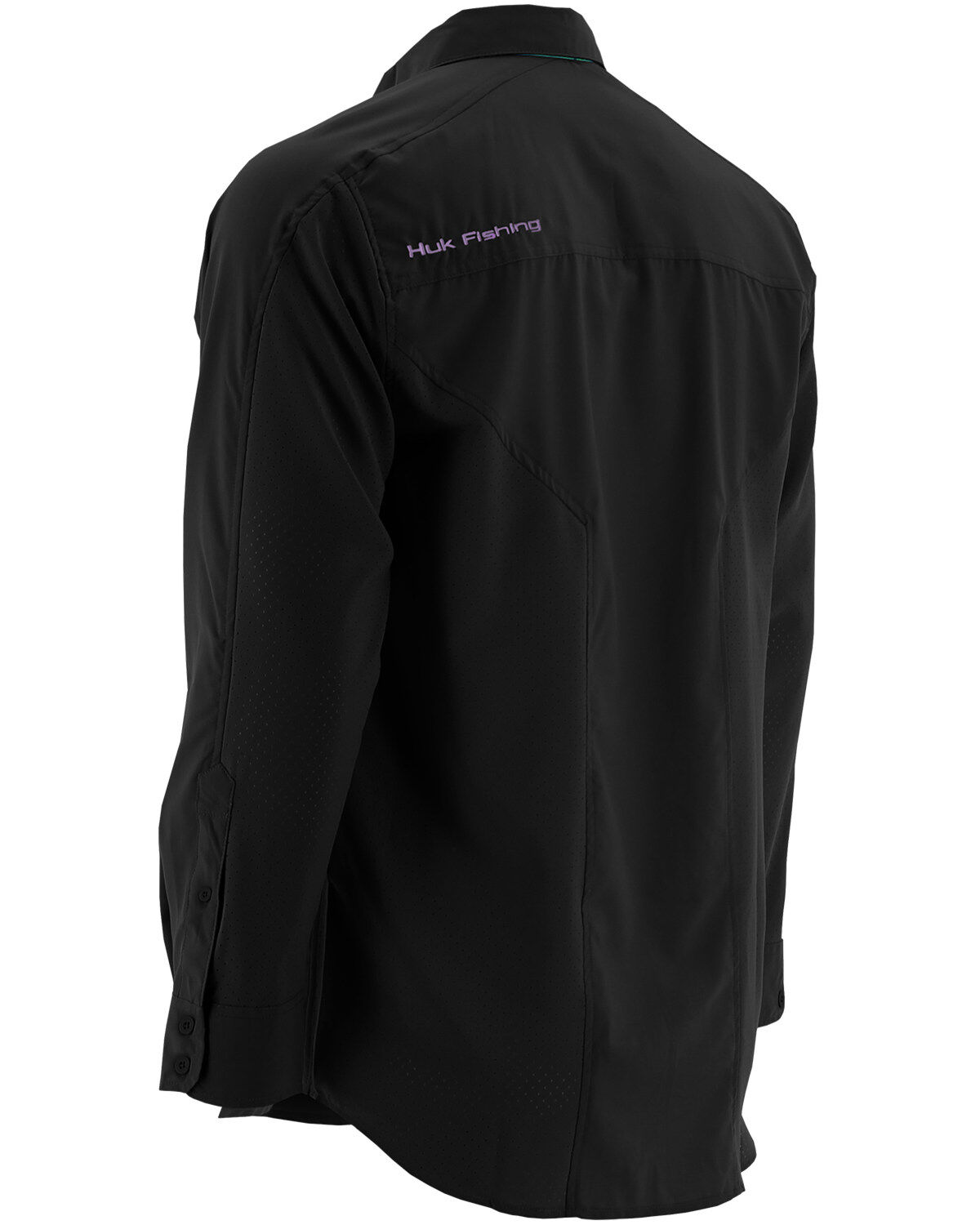 Image #3 - Huk Performance Fishing Men's Next Level Long Sleeve Button Down Woven Shirt, Black, hi-res