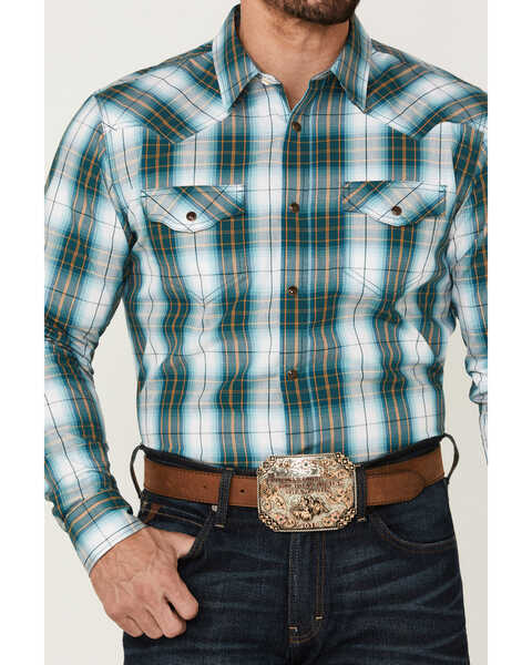 Image #3 - Cody James Men's Mineral Large Plaid Long Sleeve Snap Western Shirt - Big & Tall , Blue, hi-res