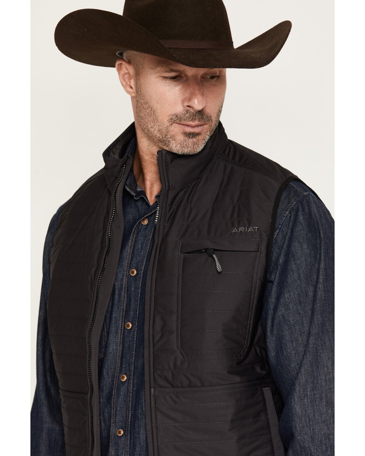 Image #2 - Ariat Men's Wylie Vest, Black, hi-res