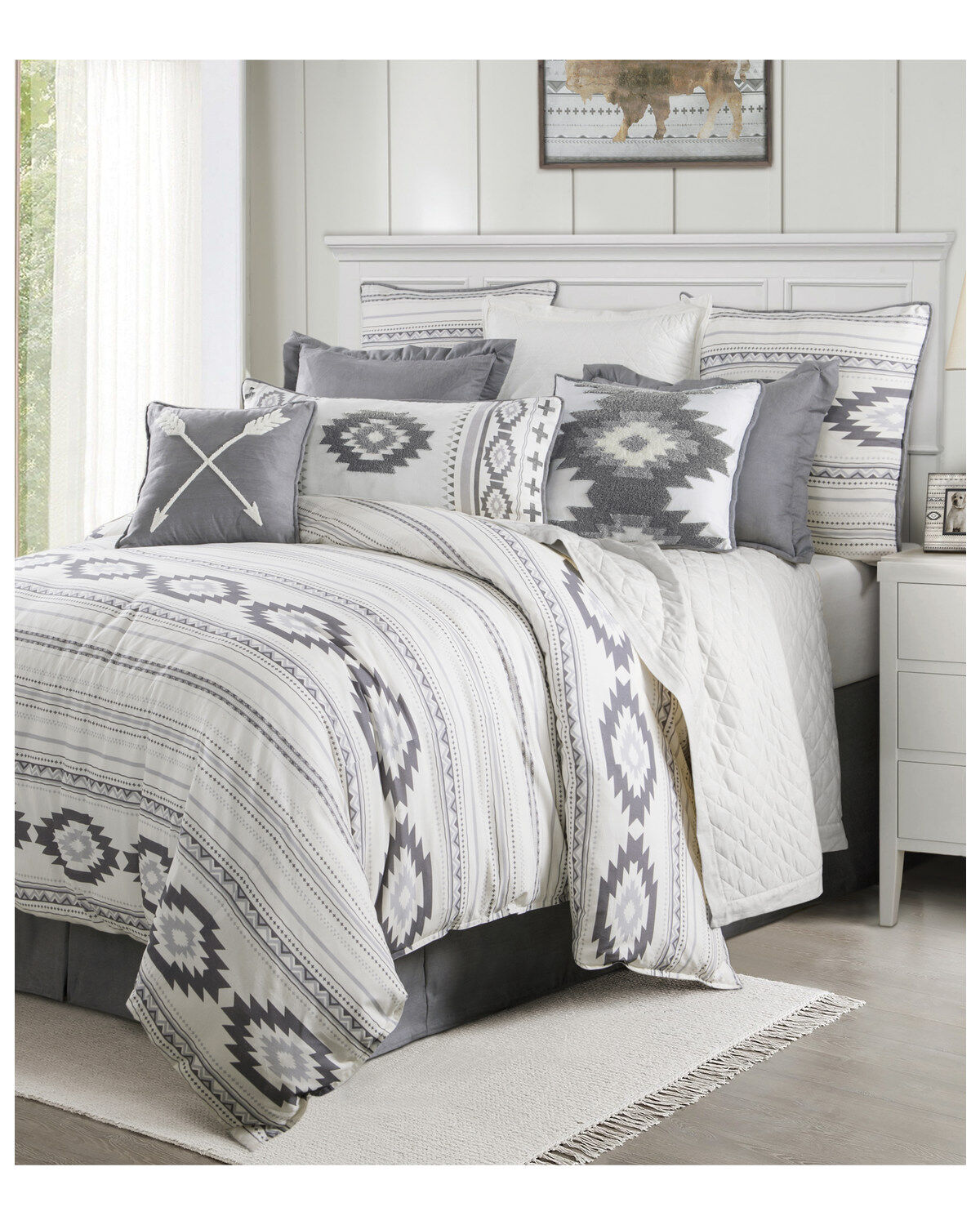 Image #1 - HiEnd Accents Free Spirit Super Queen Bedding Set, Grey, hi-res
