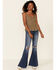 Shyanne Women's Embroidered Flutter Short Sleeve Top , Olive, hi-res