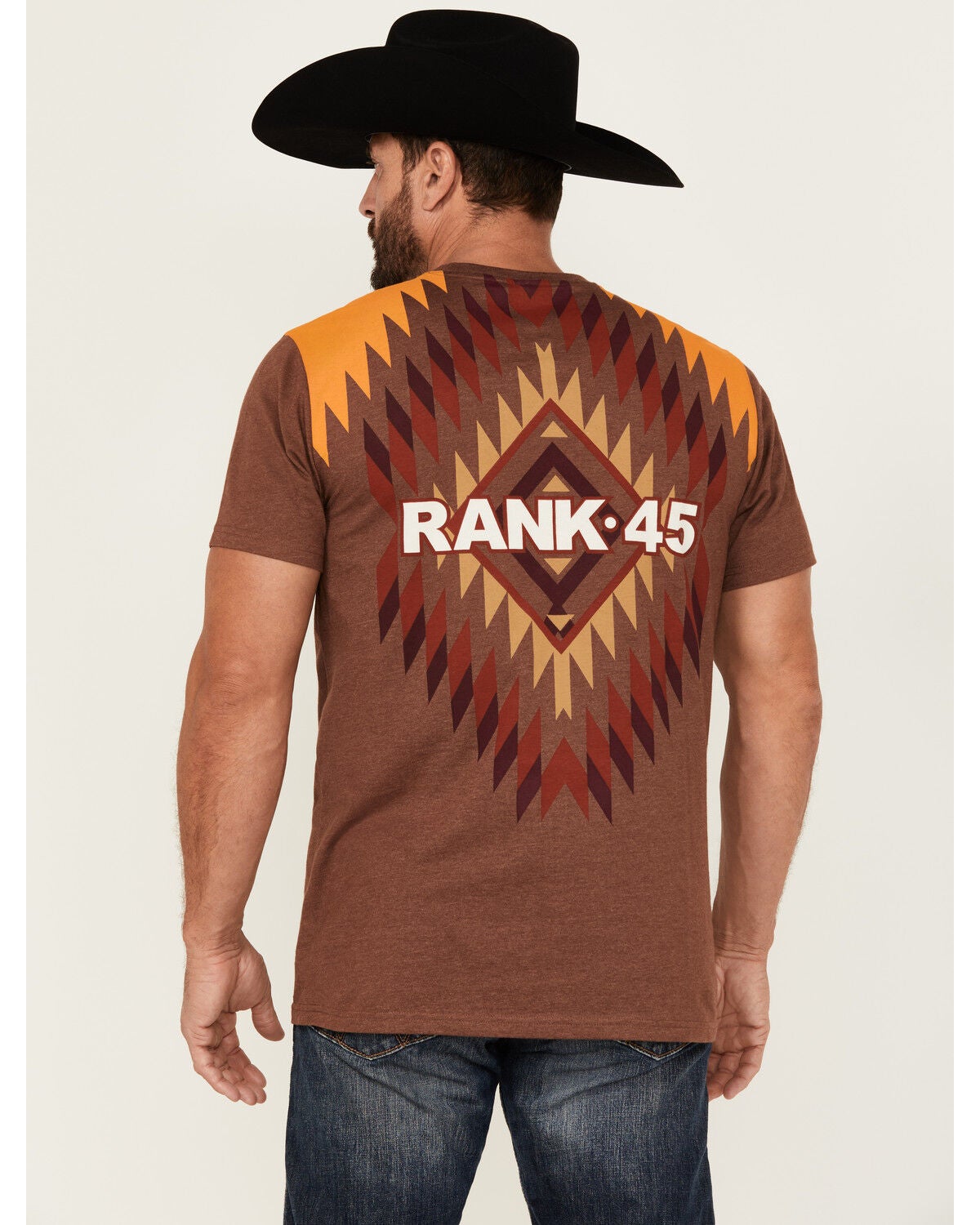 RANK 45&reg; Men's Jarred Southwestern Logo Short Sleeve Graphic T-Shirt, Coffee, hi-res