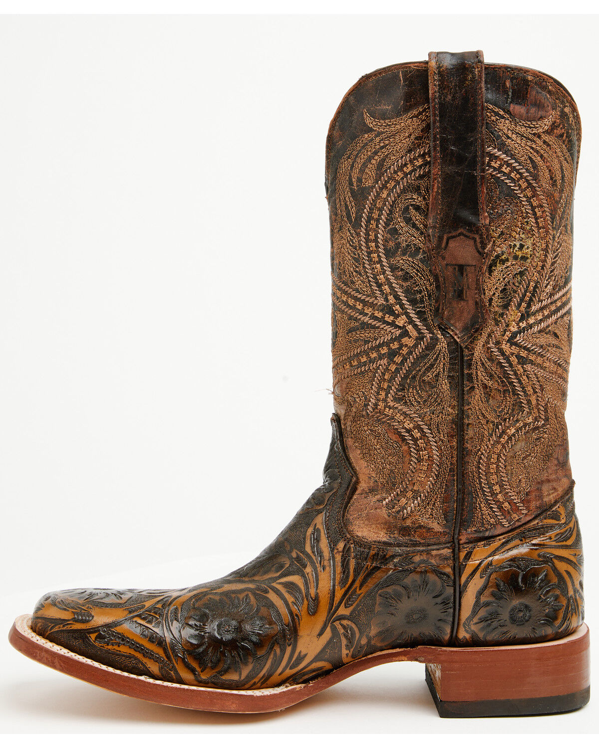 Tanner Mark Men's Hand Tooled Western Boots - Broad Square Toe