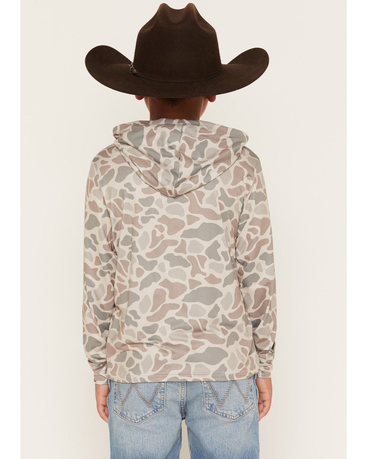Image #4 - Burlebo Boys' Camo Print Hooded Stretch Performance Shirt, Camouflage, hi-res